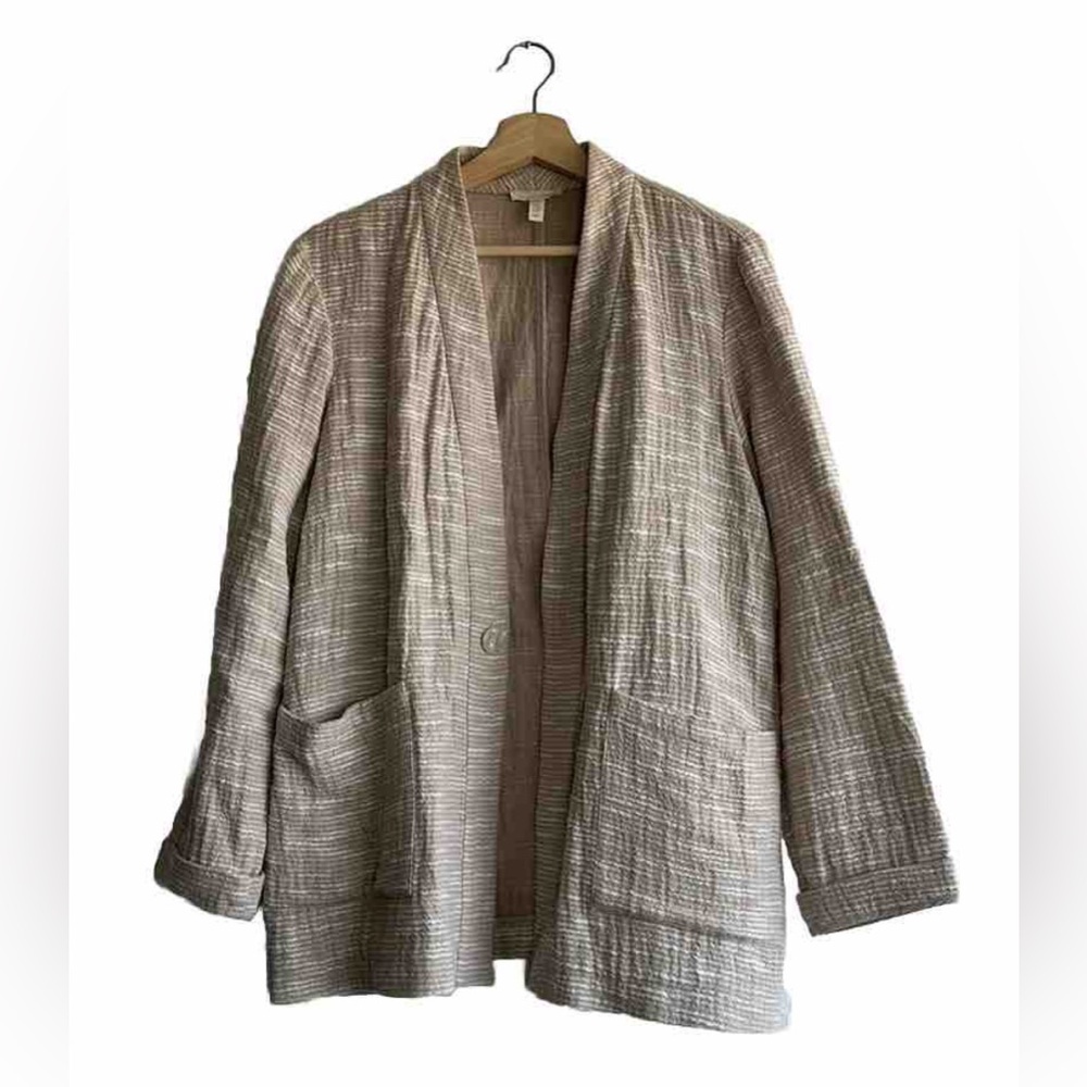 Eileen Fisher Tan 100% Cotton Open Cardigan Sz. M